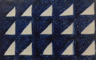 Técnica decorativa sobre cubierta. Pintando azul cobalto sobre esmalte blanco