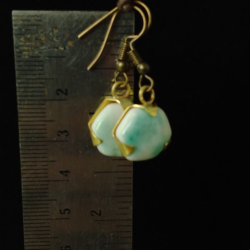 Pendiente pentágono azul cielo. Porcelana esmaltada - Imagen 3